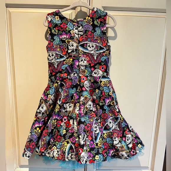 Day of the Dead Skulls Dios De Los Muertos Kid dress Size 4 blue tulle - Picture 8 of 8